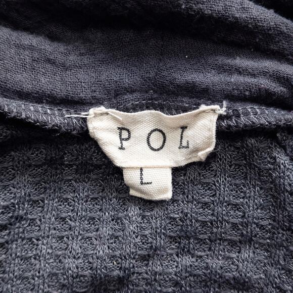 POL Women's Hoodie Slouchy Washed Black Artisanal Patchwork Texturecore Size L - Picture 8 of 8